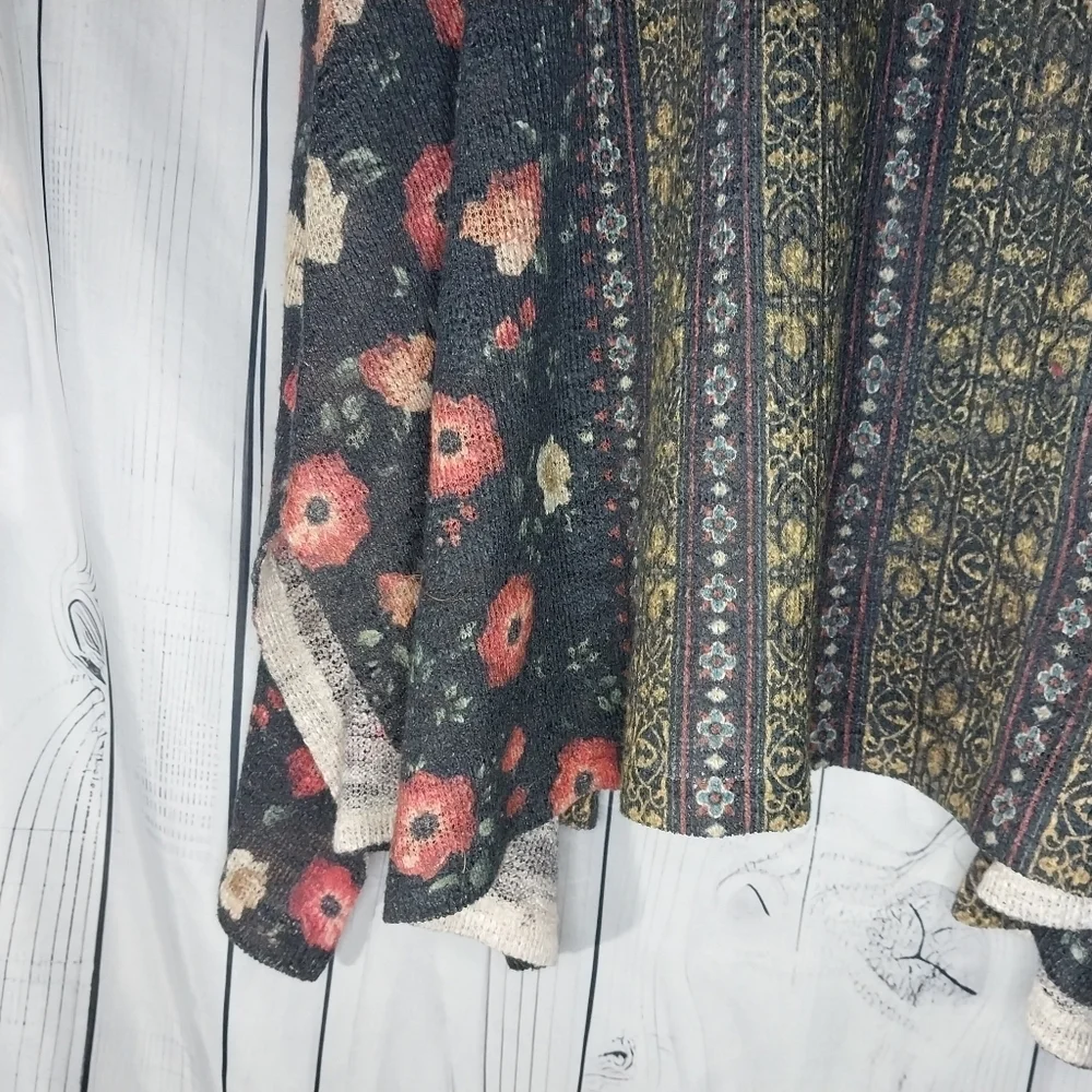 Sadie & Love Floral Open Front Short Sleeve Flowy Festival Kimono Boho Cardigan - Picture 10 of 11